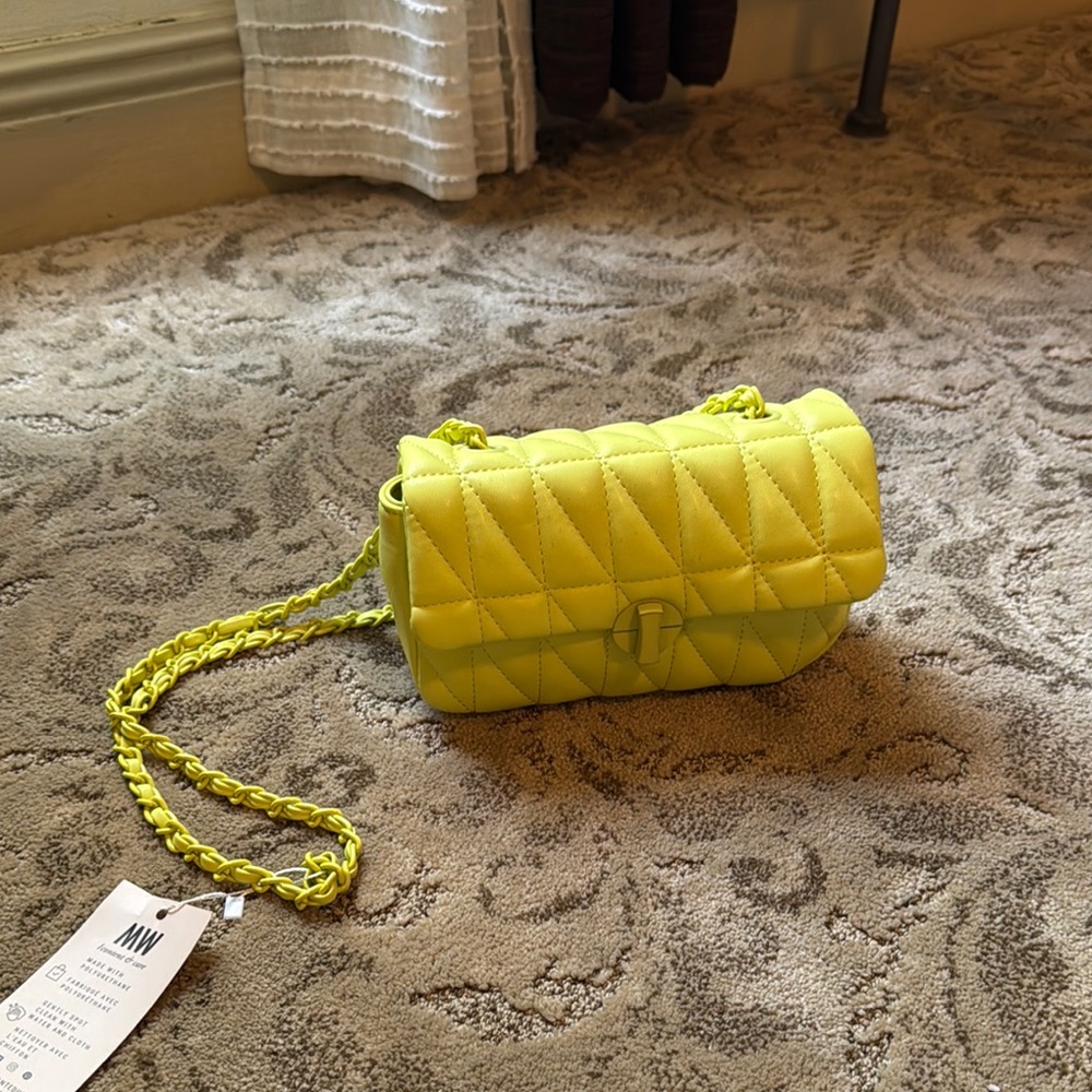 Lime Green Quilted Chain Bag